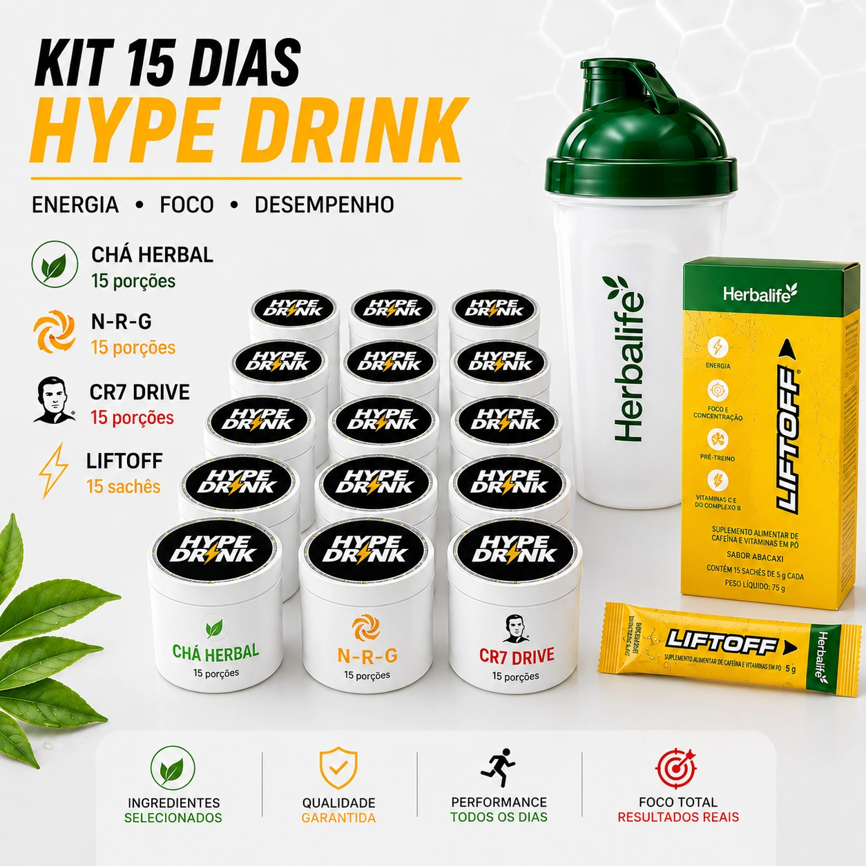 Kit Hype Drink 15 Dias Resultados em Porções
