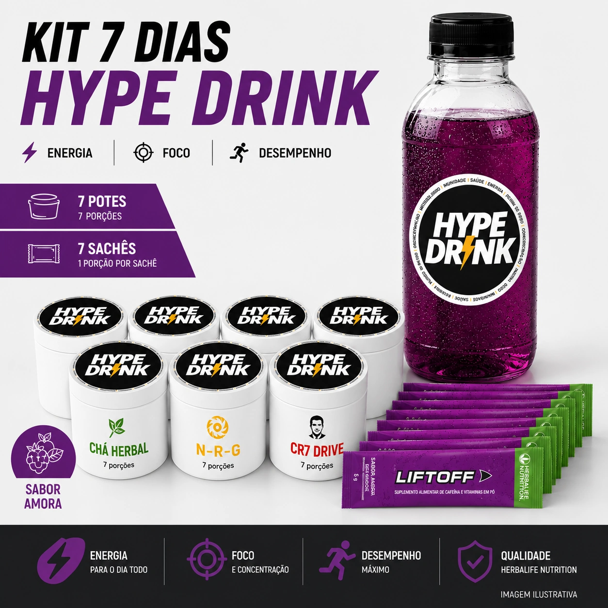 Kit Hype Drink 7 Dias Experiência em Porções